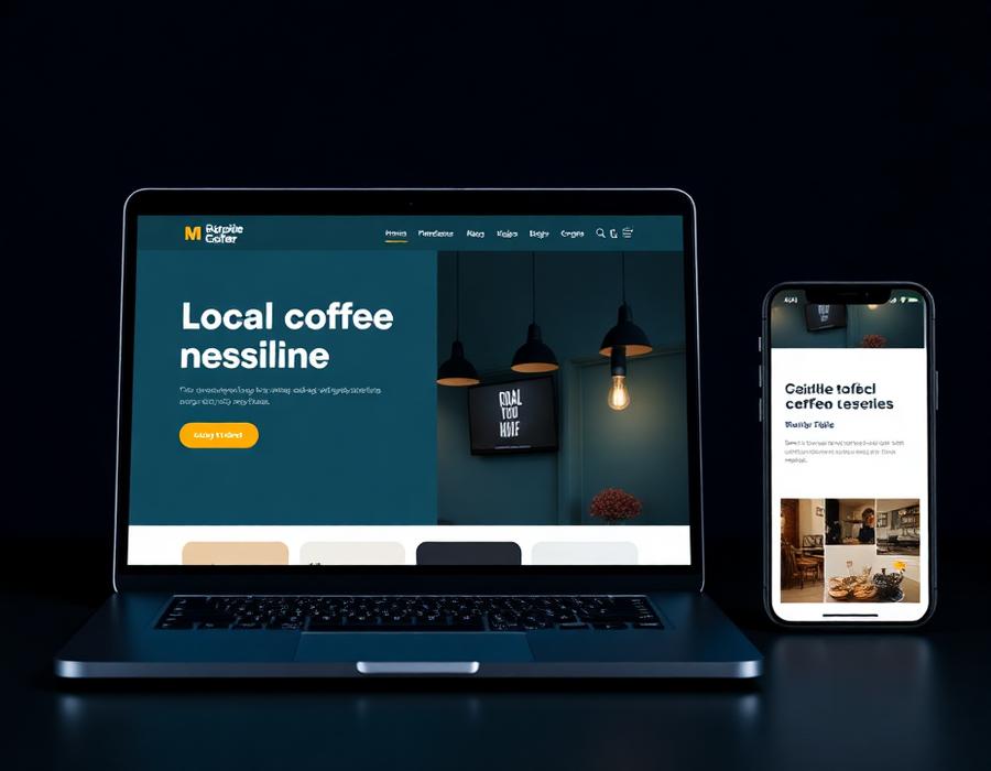 Ridgeline Coffee website shown on a laptop and phone